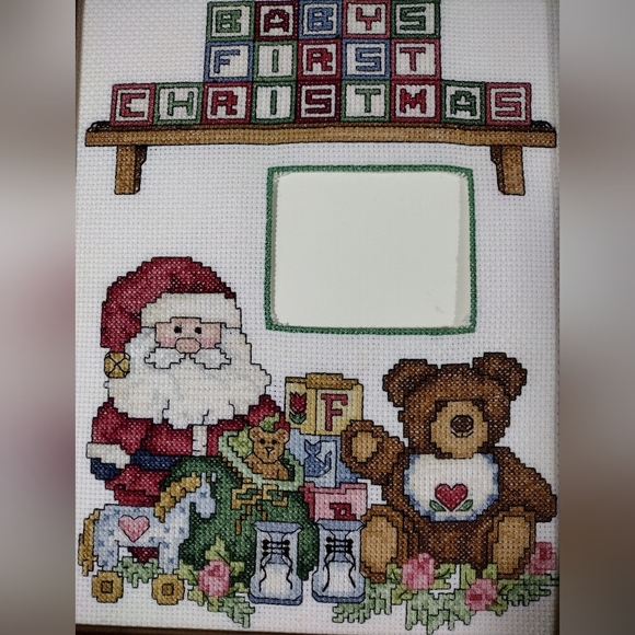 Babys First Christmas Framed Cross Stitch Piece - Picture 4 of 6